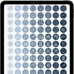 1520 digital stickers for digital planners and notebooks in shades of blue