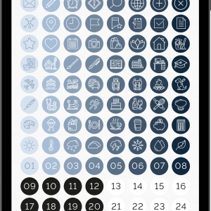 1520 digital stickers for digital planners and notebooks in shades of blue