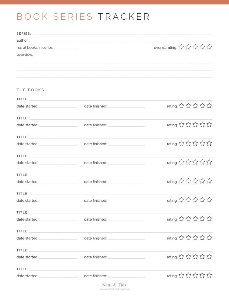 Book Series Tracker - Neat and Tidy Design