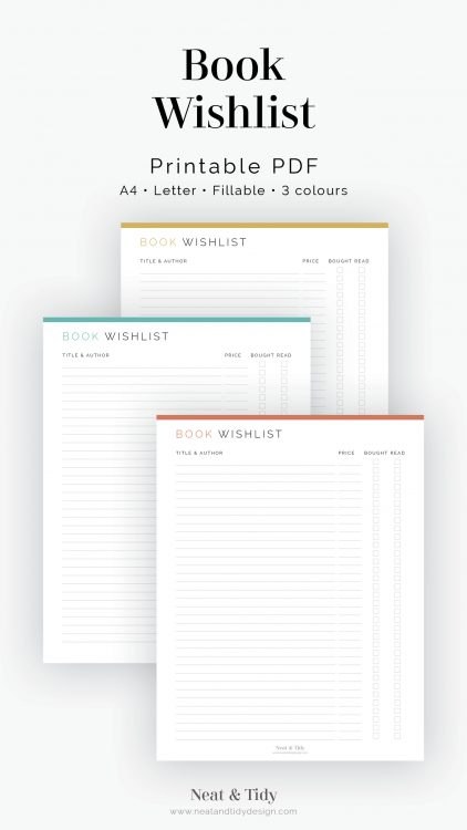 Book Wishlist - Neat and Tidy Design
