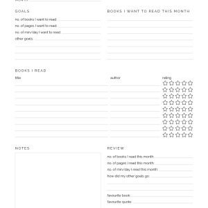printable monthly reading overview and goal setting pdf