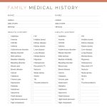 printable family medical history with checklists pdf in coral