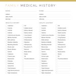 printable family medical history with checklists pdf in gold