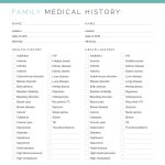 printable family medical history with checklists pdf in teal