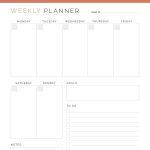 printable weekly appointment planner with to do list and habit tracker - coral
