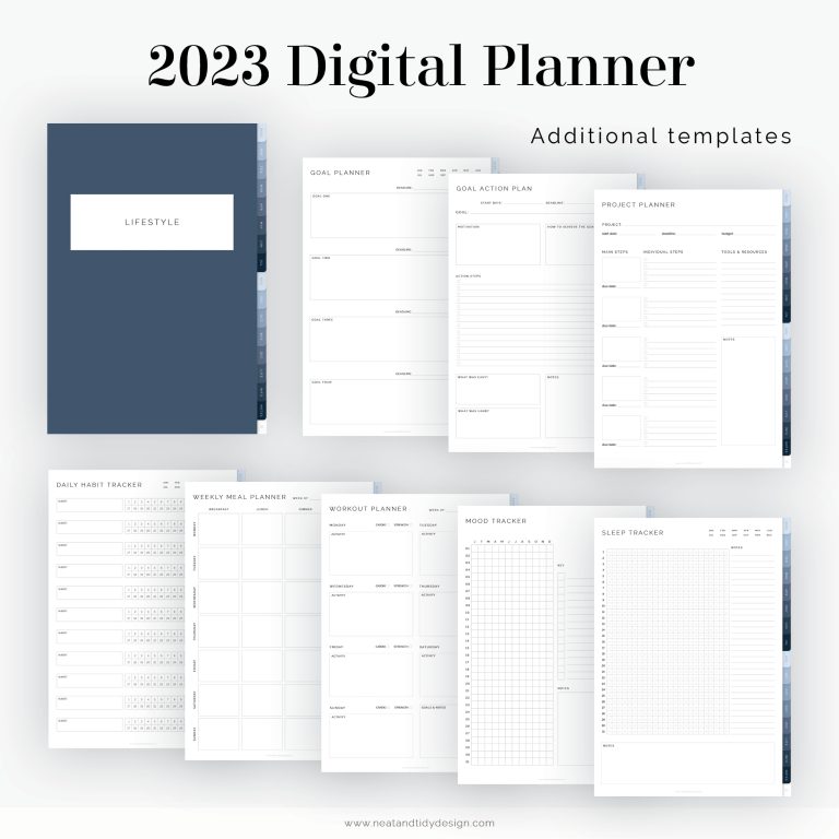 Digital 2023 Daily, Weekly, Monthly Planner Neat and Tidy Design