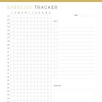 printable yearly exercise tracker to log all your exercise session on in gold