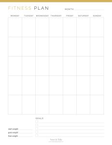 Monthly Fitness Plan - Neat and Tidy Design