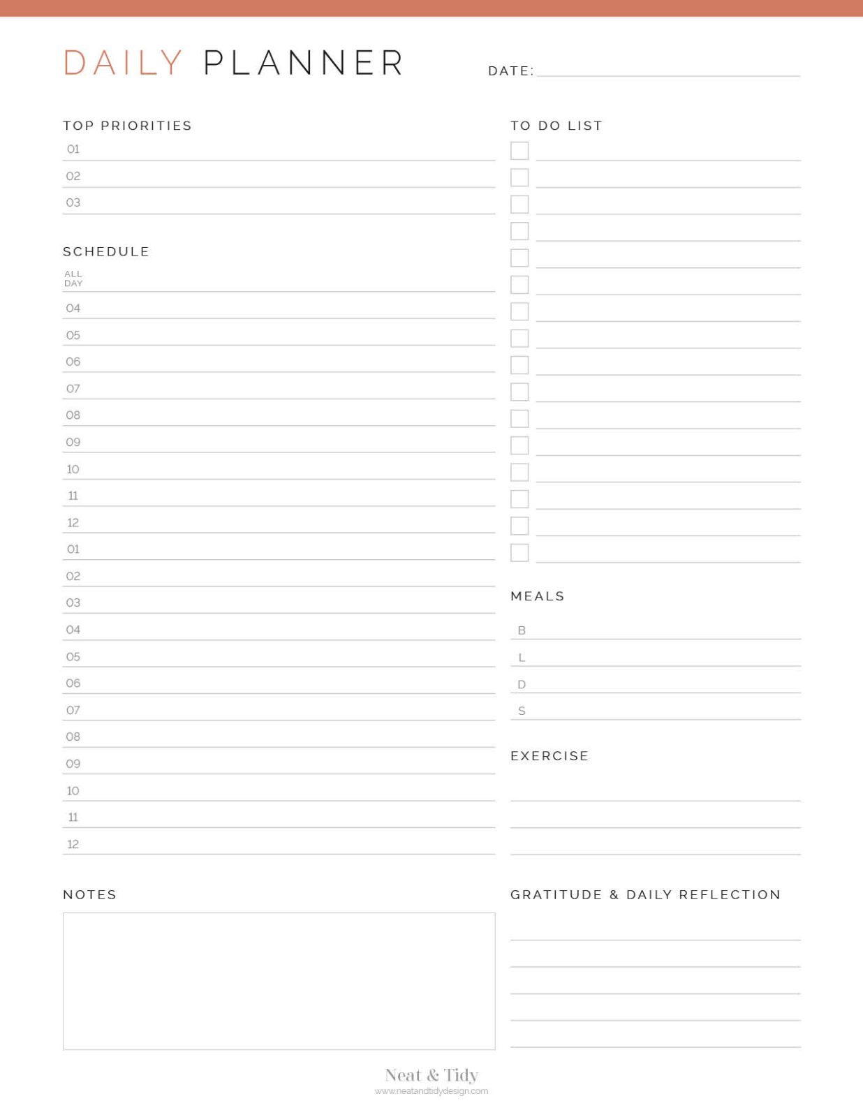 Daily Planner - v2 - Neat and Tidy Design