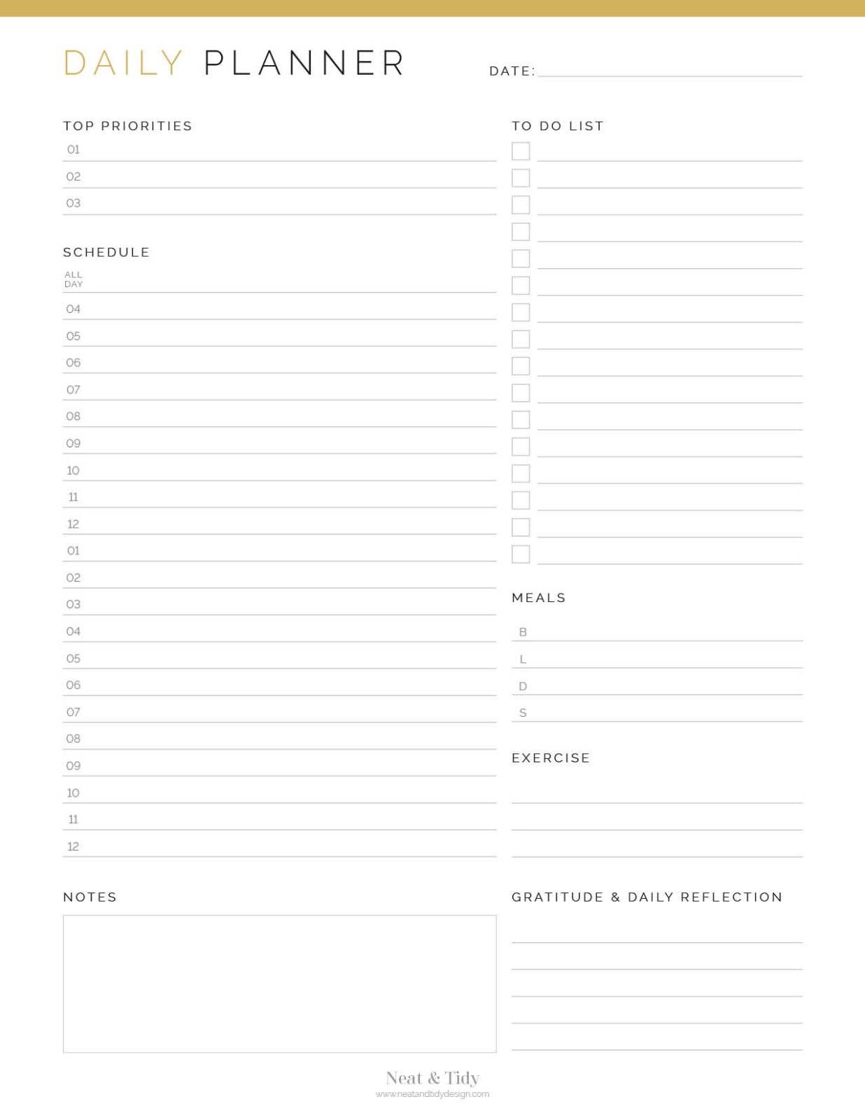 Daily Planner - v2 - Neat and Tidy Design