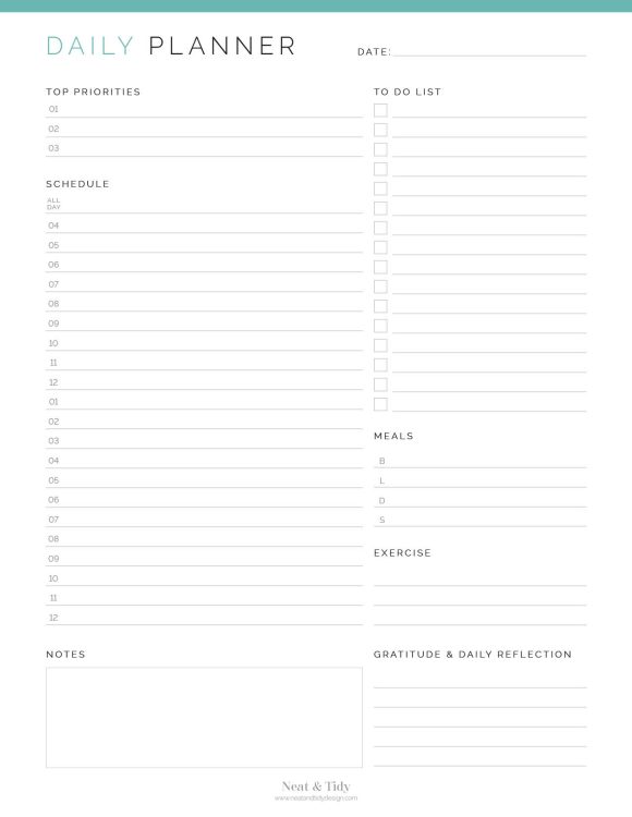 Daily Planner - v2 - Neat and Tidy Design
