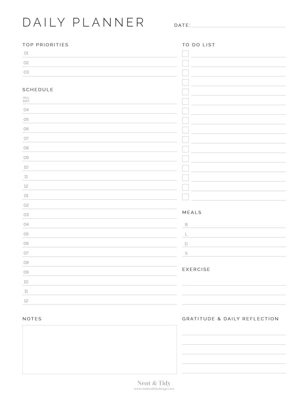 Daily Planner - v2 - Neat and Tidy Design