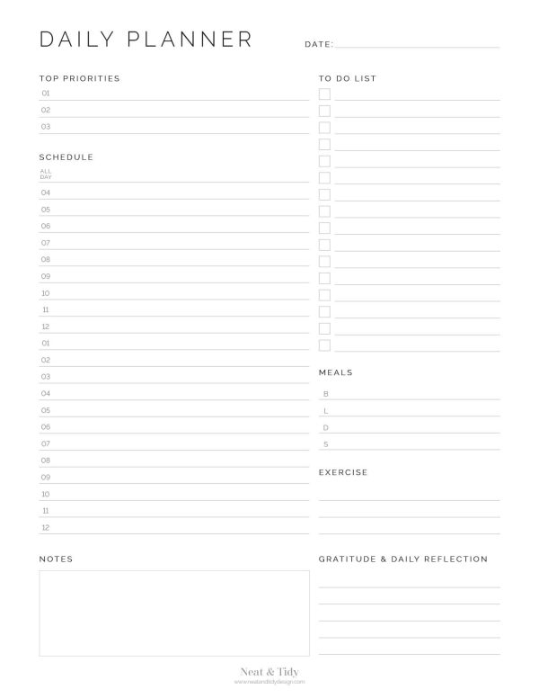 Daily Planner - v2 - Neat and Tidy Design