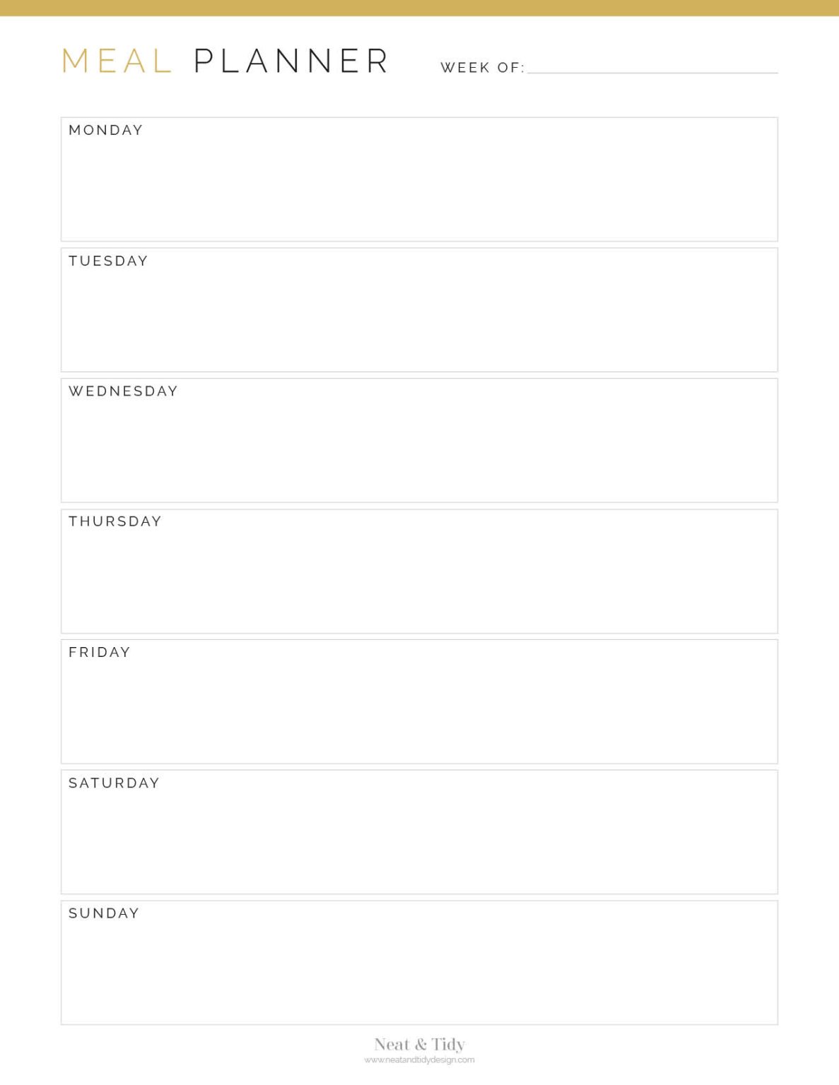 Weekly Meal Planner v2 - Neat and Tidy Design