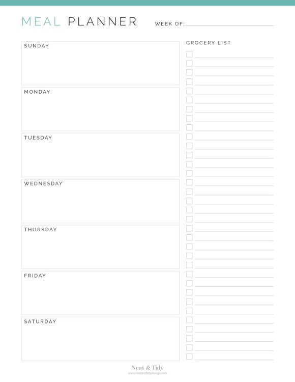 Weekly Meal Planner v2 - Neat and Tidy Design