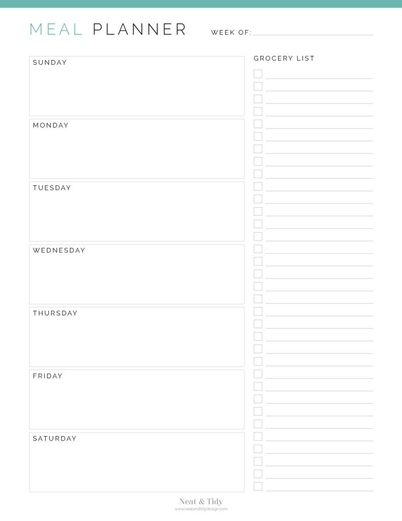 Weekly Meal Planner v2 - Neat and Tidy Design