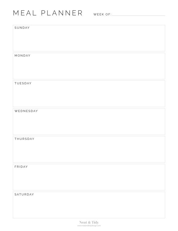 Weekly Meal Planner v2 - Neat and Tidy Design