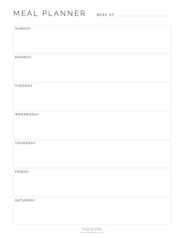 Weekly Meal Planner v2 - Neat and Tidy Design
