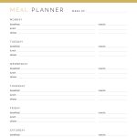 printable weekly meal plan with monday or sunday start to the week