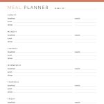 printable weekly meal plan with monday or sunday start to the week