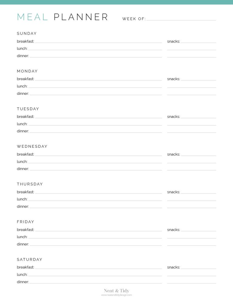 Weekly Meal Planner v3 - Neat and Tidy Design