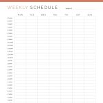 weekly schedule in pdf format in half hourly increments