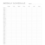 weekly schedule in pdf format in half hourly increments