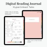 digital reading journal for goodnotes and notability with space for 240 books