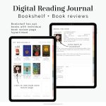 digital reading journal for goodnotes and notability with space for 240 books