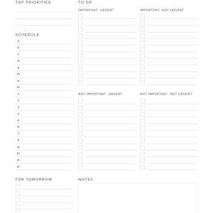 printable pdf daily planner with quadrant to do list