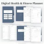 digital health and fitness planner with workout trackers, food diary, goals templates and planner - pdf for goodnotes