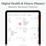 digital health and fitness planner with workout trackers, food diary, goals templates and planner - pdf for goodnotes