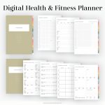 digital health and fitness planner with workout trackers, food diary, goals templates and planner - pdf for goodnotes