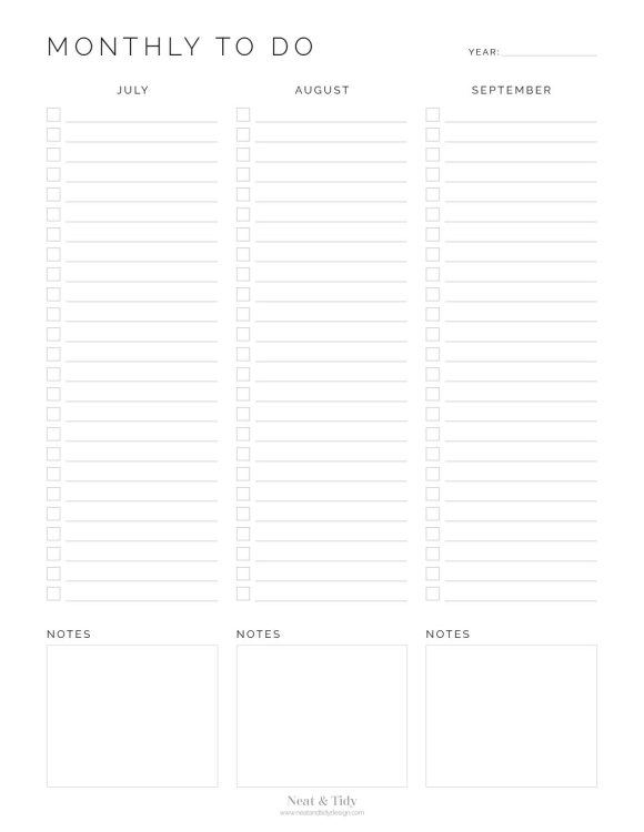 Monthly To Do Lists - FREE Printables