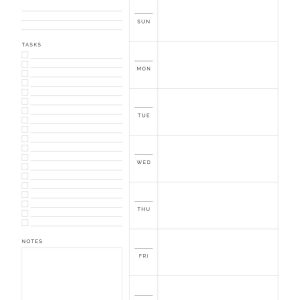 a weekly planner with monday or sunday start to the week, printable PDF