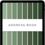 digital address book for goodnotes, notability apps, in multiple colour options