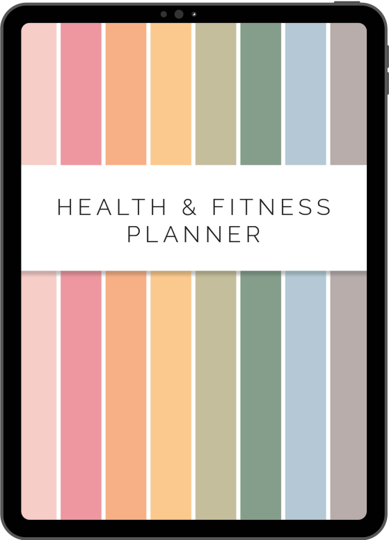 digital health and fitness planner with workout trackers, food diary, goals templates and planner - pdf for goodnotes