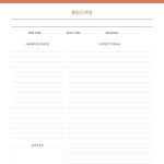 printable full page recipe card, fillable pdf, lined
