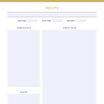 printable full page recipe card, fillable pdf, unlined