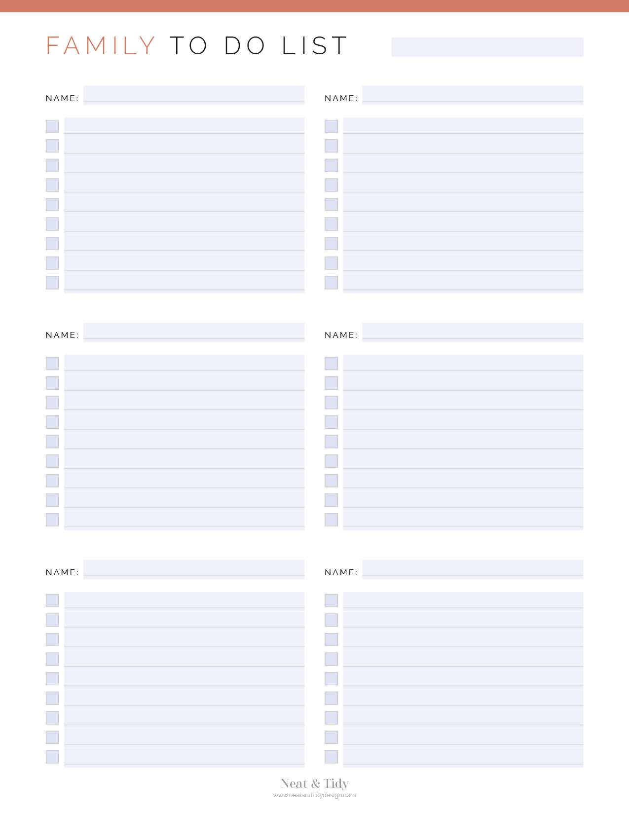Family To Do List - Neat and Tidy Design