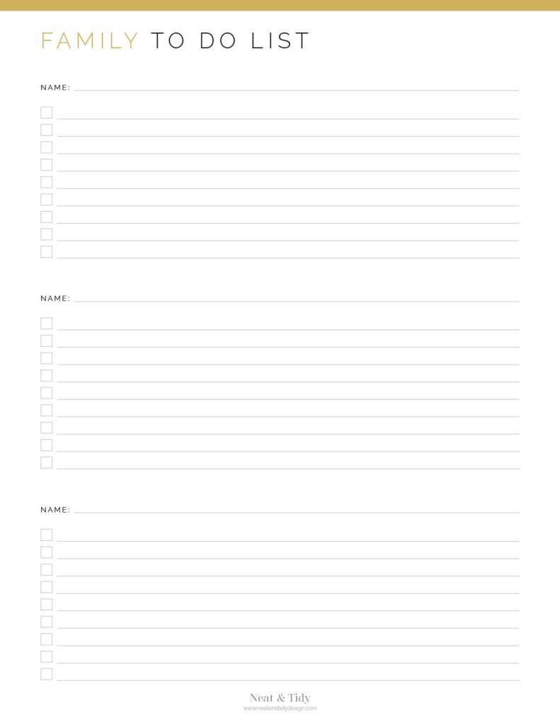 Family To Do List - Neat and Tidy Design