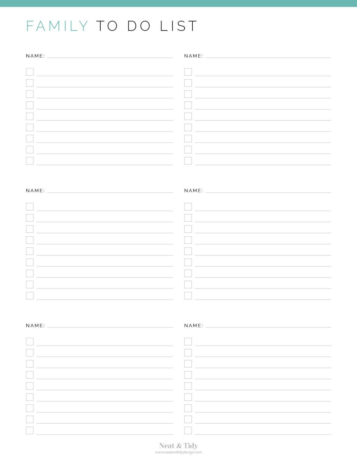 Family To Do List - Neat and Tidy Design