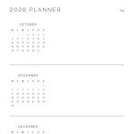 printable quarterly overview planner for 2026, with sunday or monday start to the week in three colours