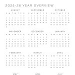 printable pdf academic year overview for 2025-2026