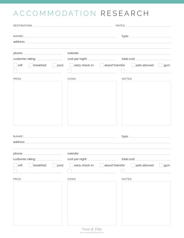 travel planner accommodation research and booking tracking
