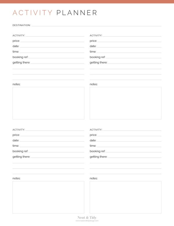 printable pdf travel activity planner