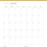 dated printable pdf calendar for 2026, comes in three colours