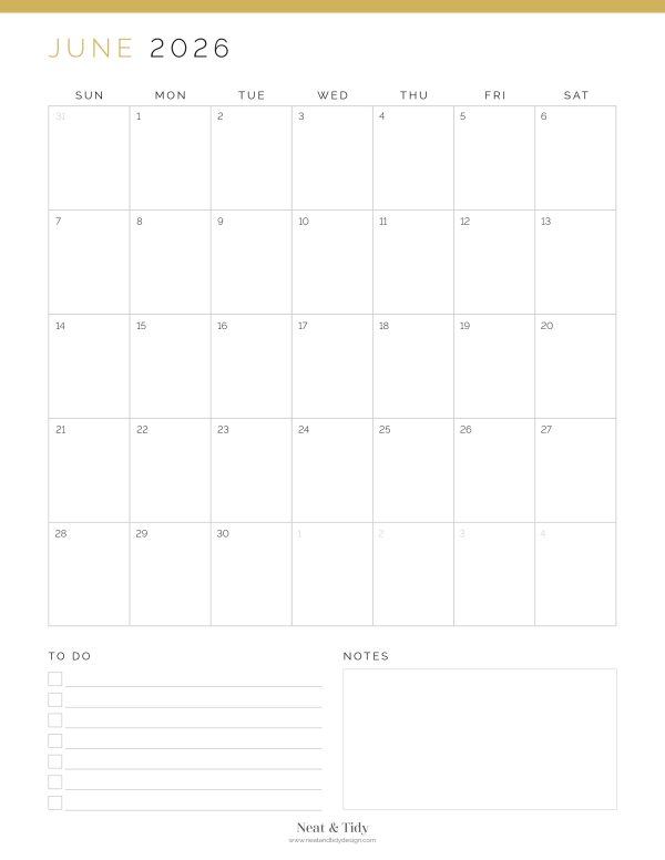 dated printable pdf calendar for 2026, comes in three colours