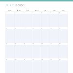 dated printable pdf calendar for 2026, comes in three colours