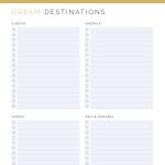 printable fillable pdf Dream Travel Destinations & Bucket List